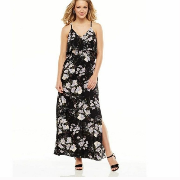 LC Lauren Conrad Dresses & Skirts - Lauren Conrad Challis black floral maxi